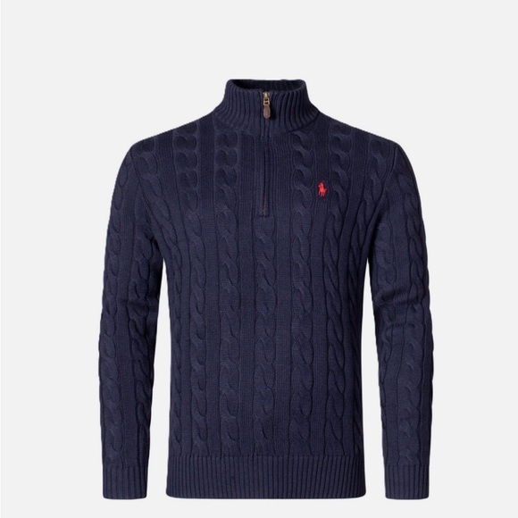 Polo Ralph Lauren Other - Polo Ralph Lauren Dark Blue Cable Knit Zip-Up Sweater
